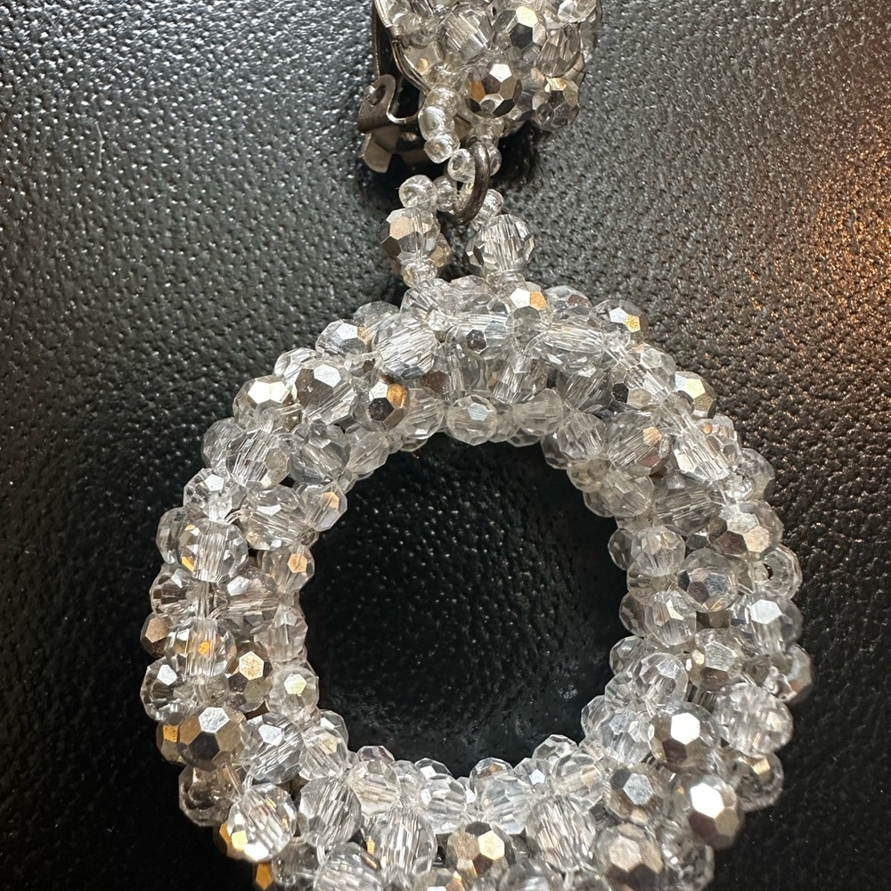 Elegant Silver Crystal Hoop Earrings